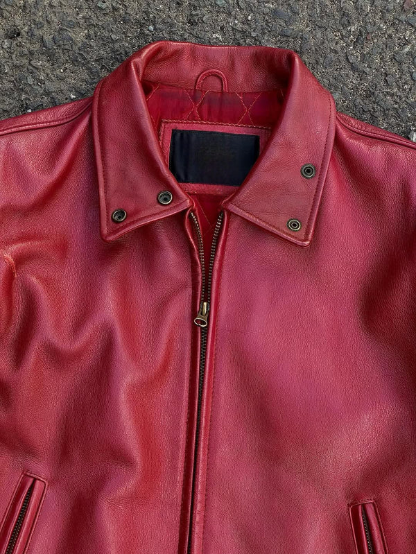 Red Leather Biker Jacket