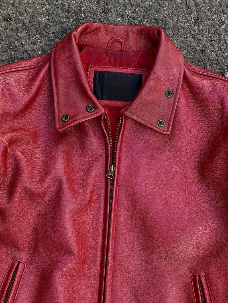 Red Leather Biker Jacket