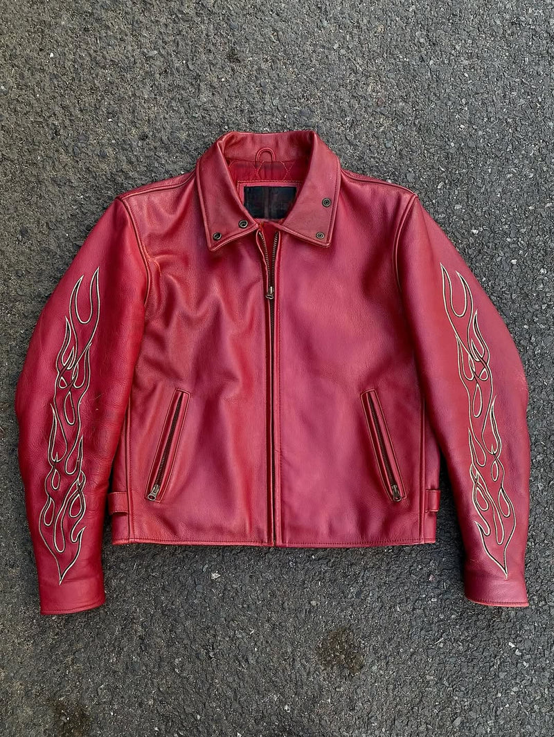 Red Leather Biker Jacket