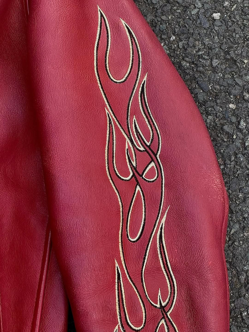 Red Leather Biker Jacket