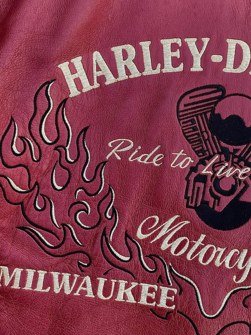 Red Leather Biker Jacket